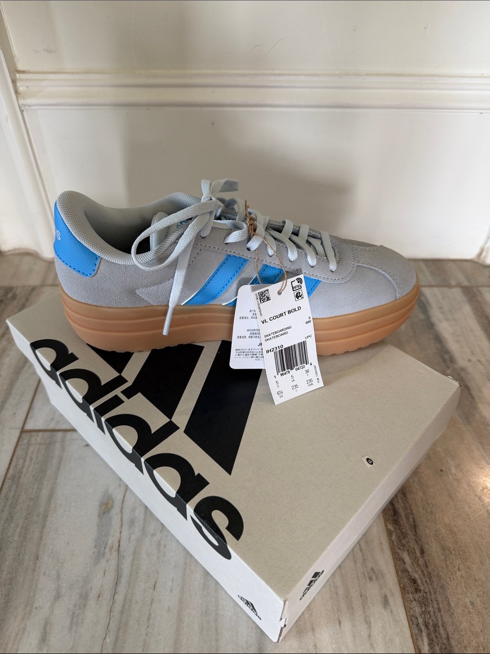 adidas VL Court Bold Gray & Blue Platform Sneakers